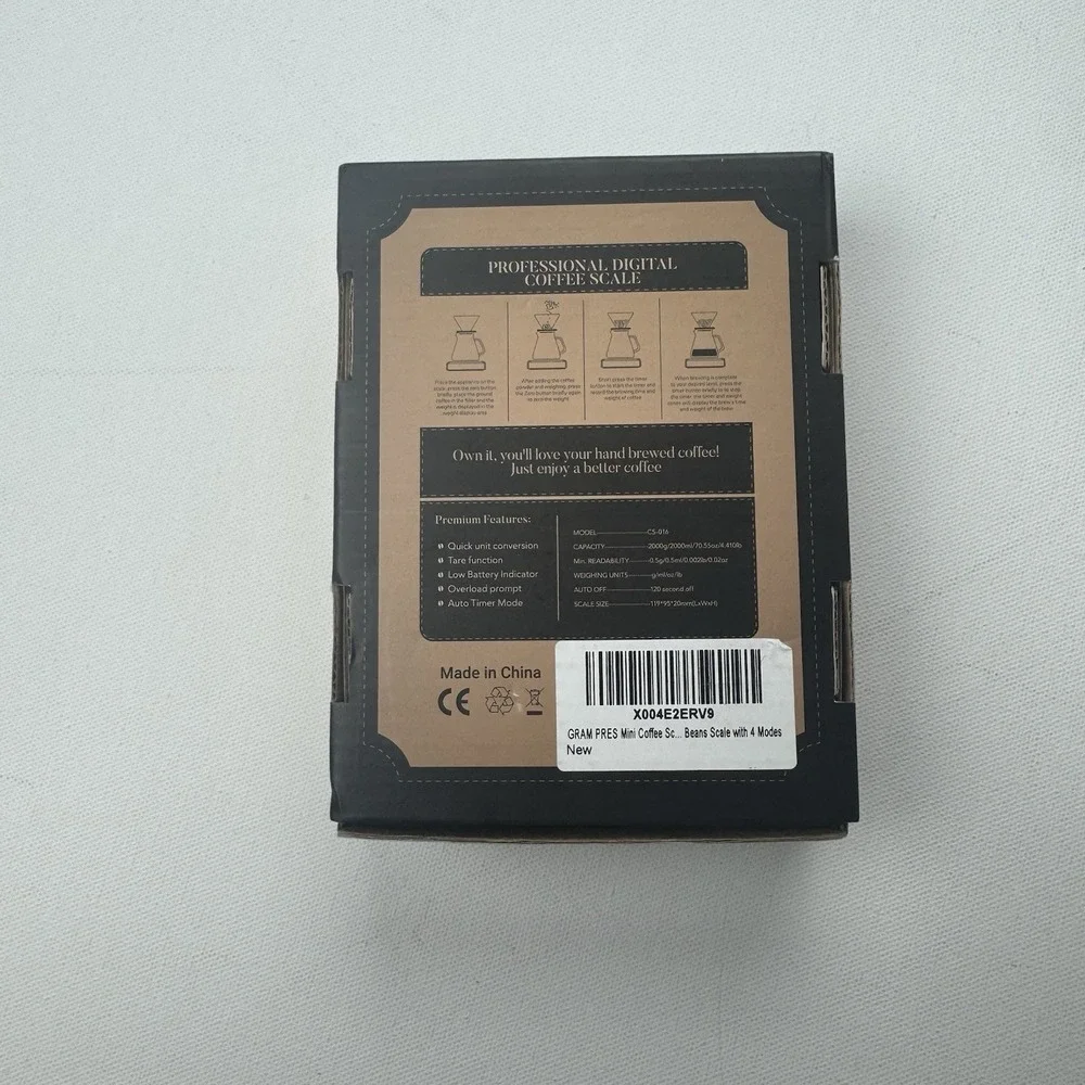 GRAM PRES Digital Coffee Scale CS-016 2000g Timer Pour Over Coffee New